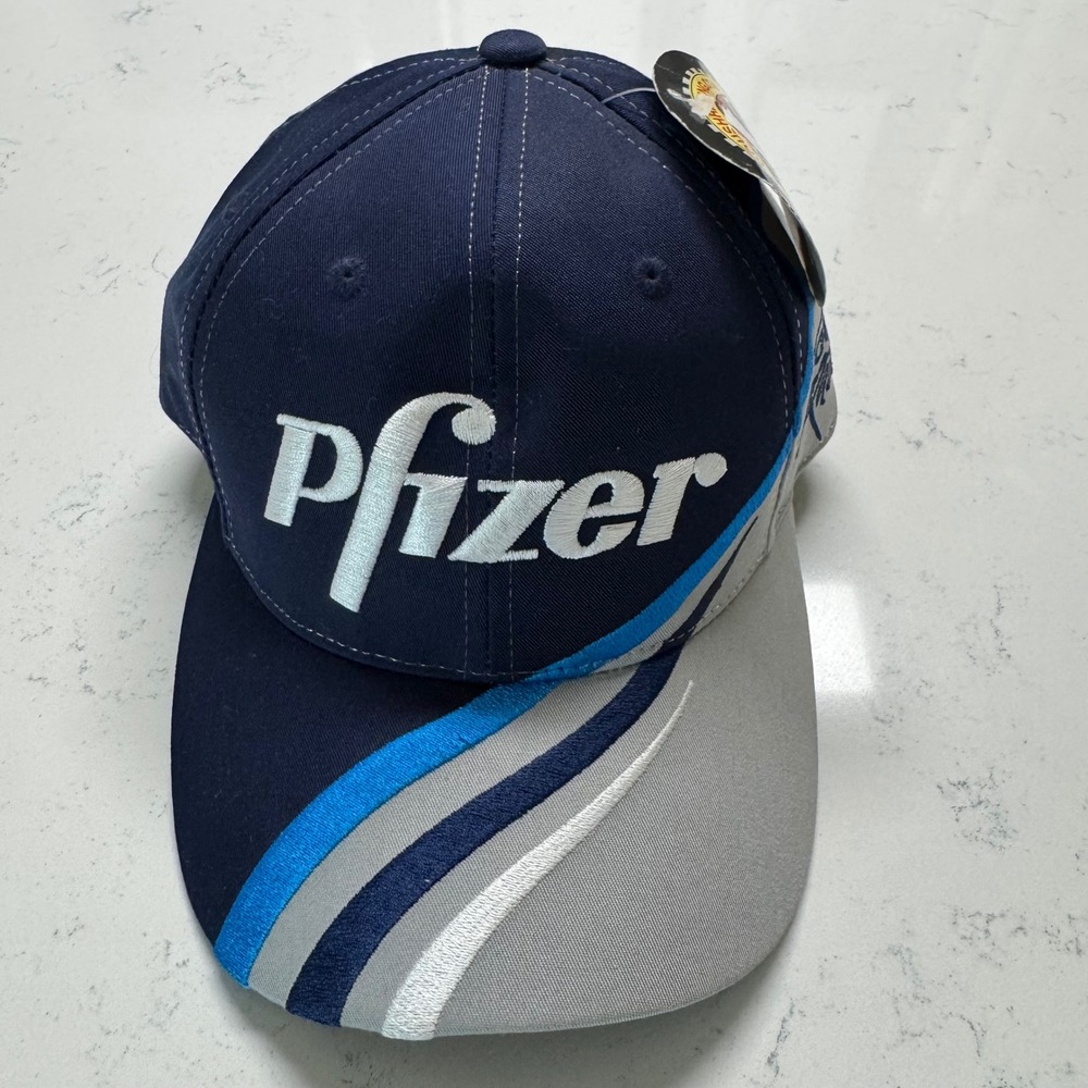 Vtg Roush Racing Hat Mens OSFA Blue Pfizer‎ NASCAR Mark Martin #6 Snapback Cap